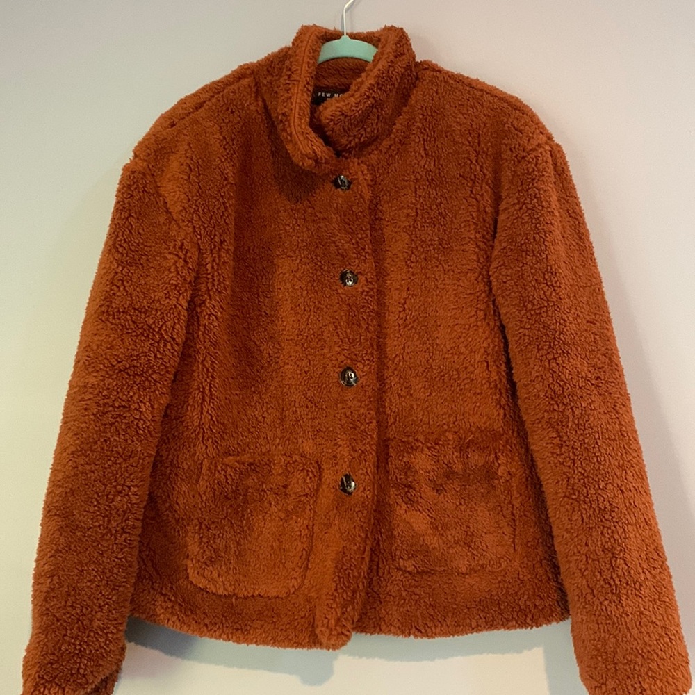 Teddy Bear Button Up Puffy Jacket Rust Color Size… - image 1